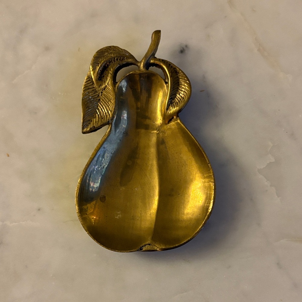Vintage Brass Pear Shaped Trinket Dish MCM